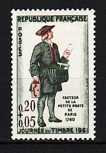 Франция, 1961, День почтовой марки, Почтальон, 1 марка